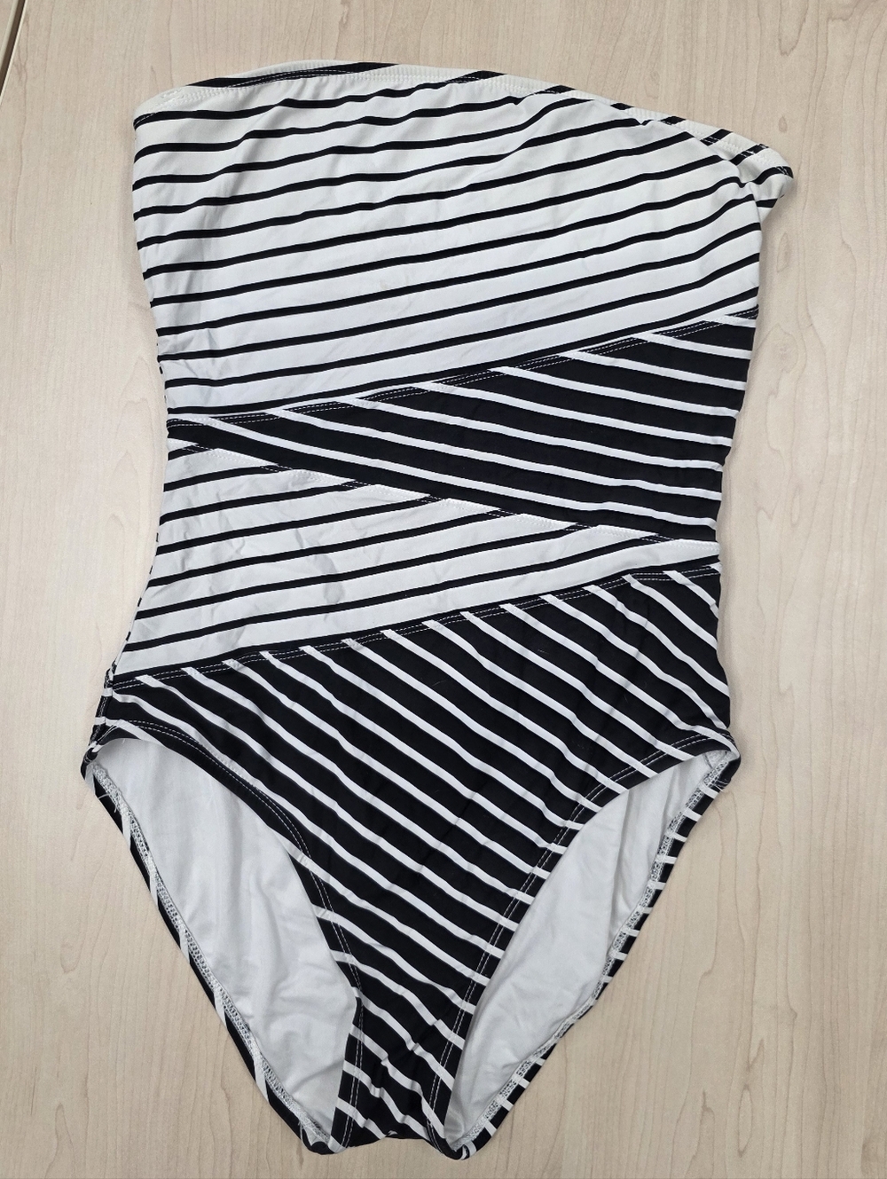 Anne Cole Black and White Striped One-Piece Swimsuit